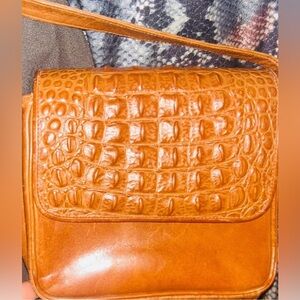 100% leather Crocodile Embossed Tan Crossbody Bag